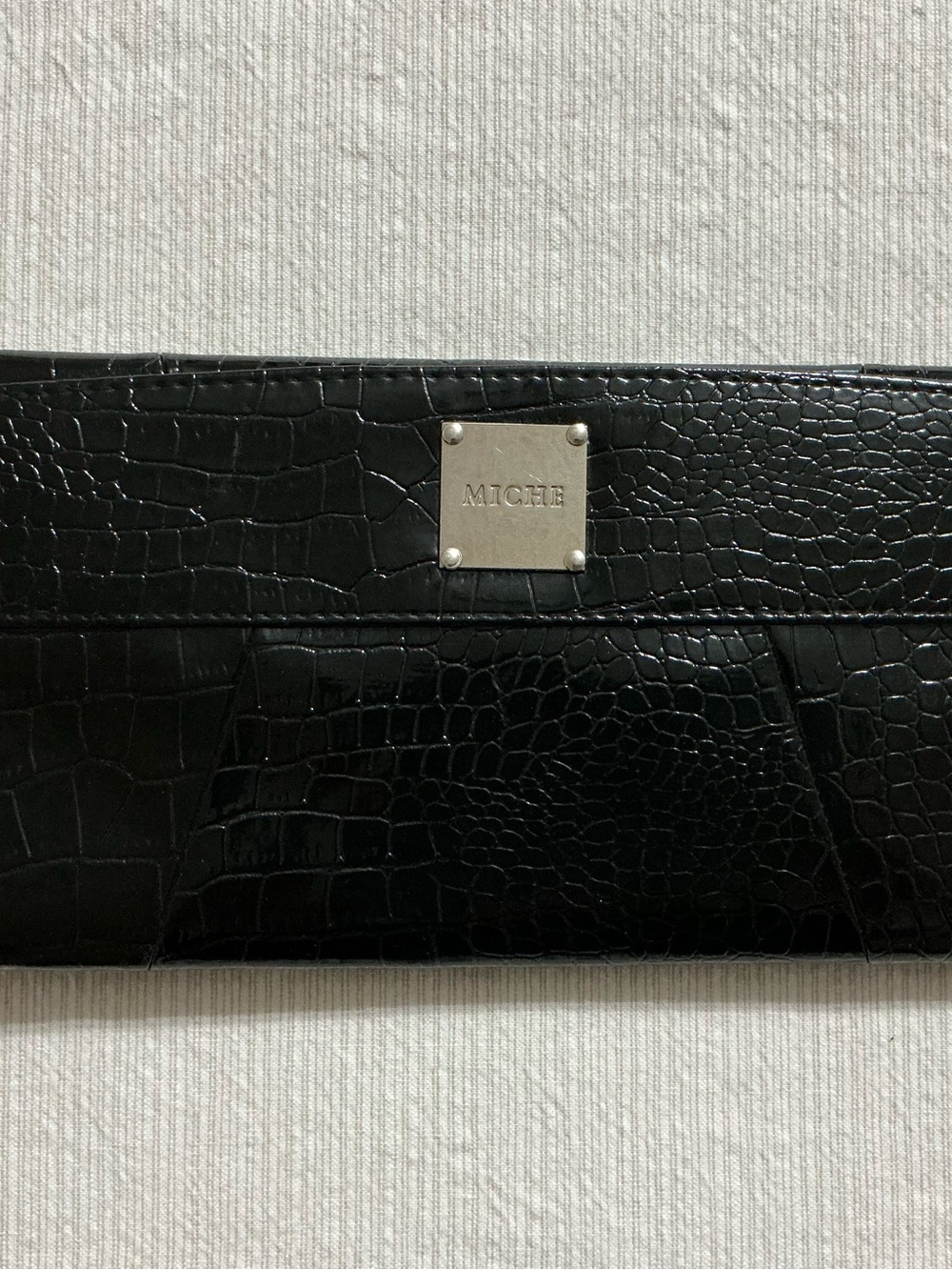 Miche Ella Black Faux Leather Reptile Print Handbag Shell